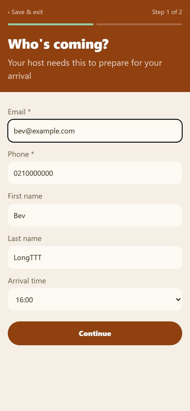 Pre-arrival step one: email and phone required