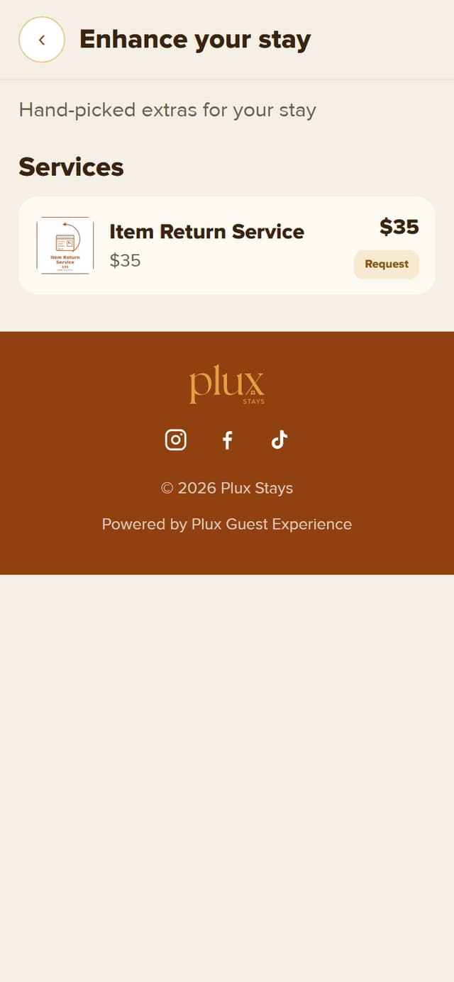 Enhance your stay after checkout, showing the Item Return Service