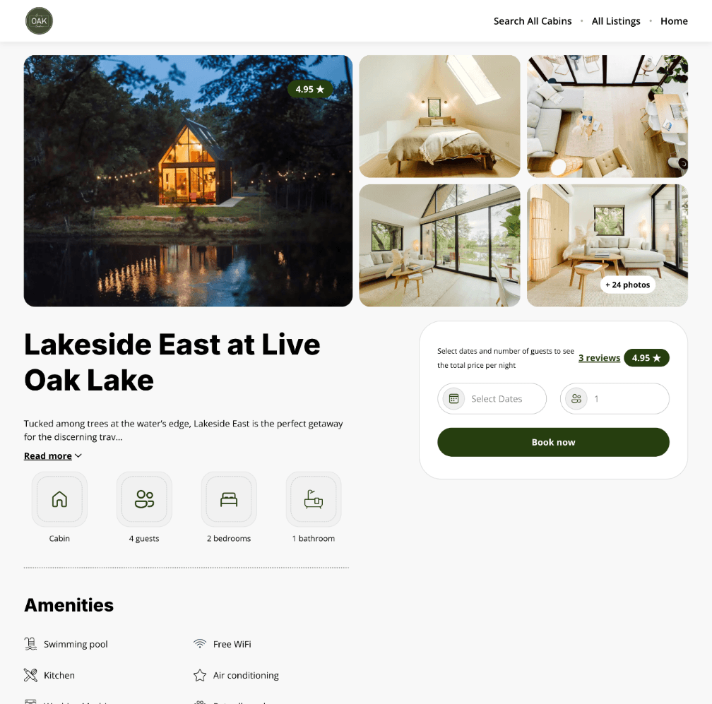 Oak direct booking example