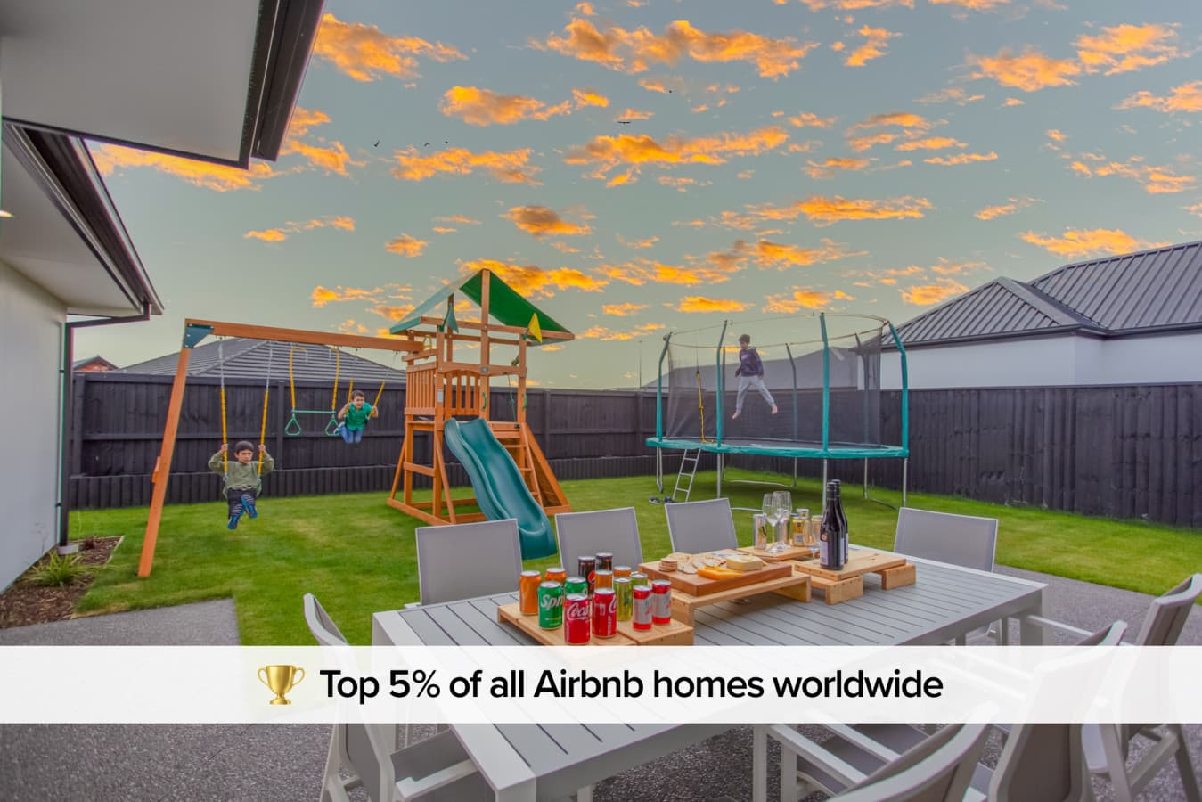 Watch your kids enjoy their space while you relax with a drink on the outdoor dining area—this is what family memories are made of.
